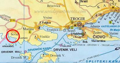 karta trogira i okolice Apartments Sevid   Apartments Beach House | Direct Croatia.com karta trogira i okolice